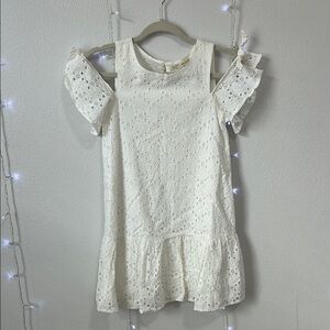 White Ruffled Cold Shoulder Sundress